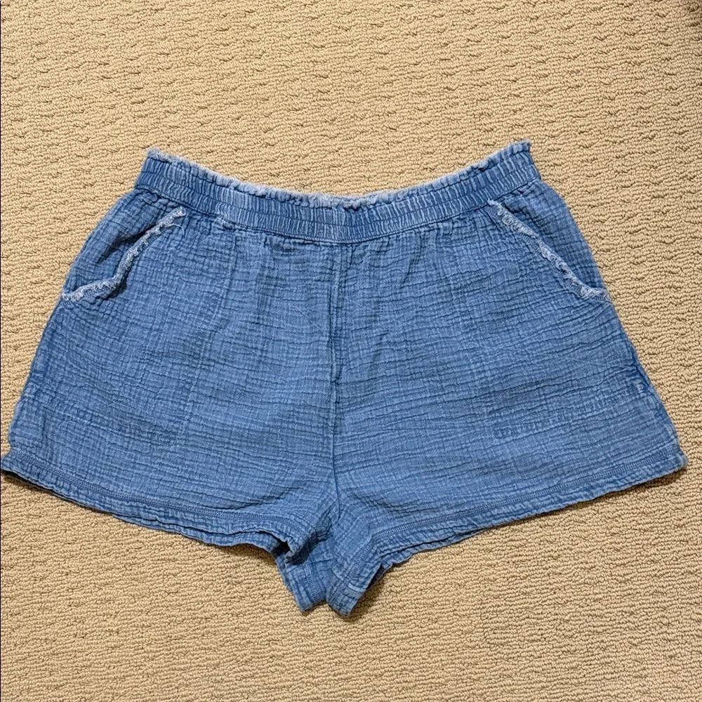 Aerie High Waist Blue Gauzy Shorts, Size XL - Picture 2 of 12